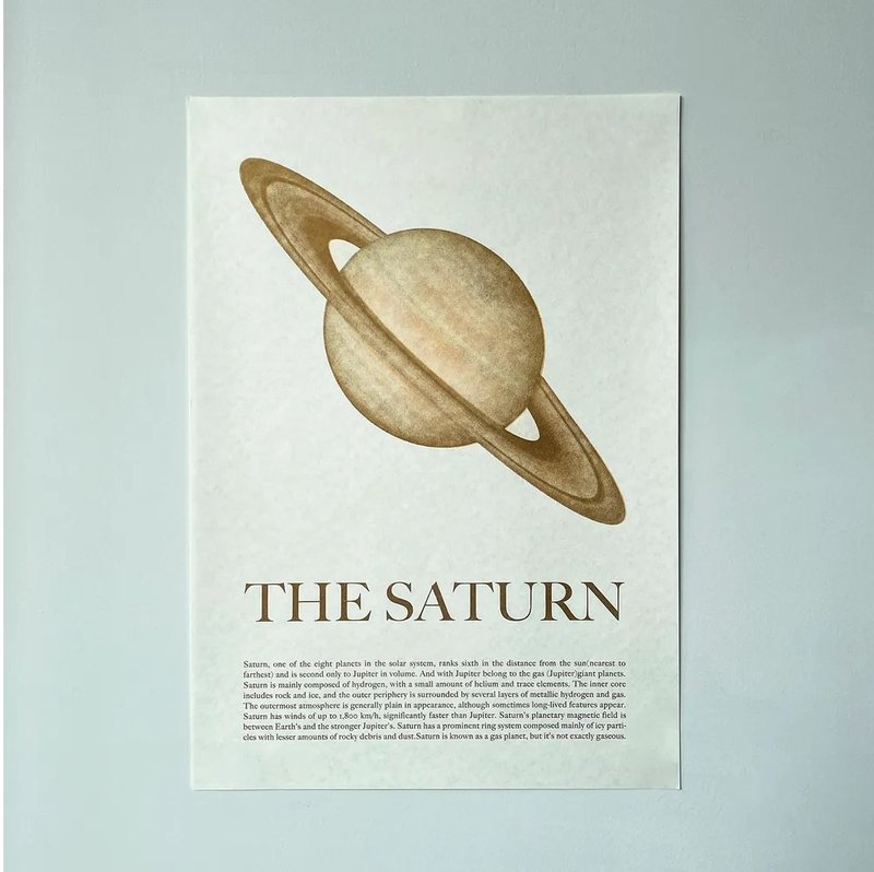 Risograph Museum - A3星球海报-土星 THE SATURN - 墙贴/壁贴 - 纸 金色