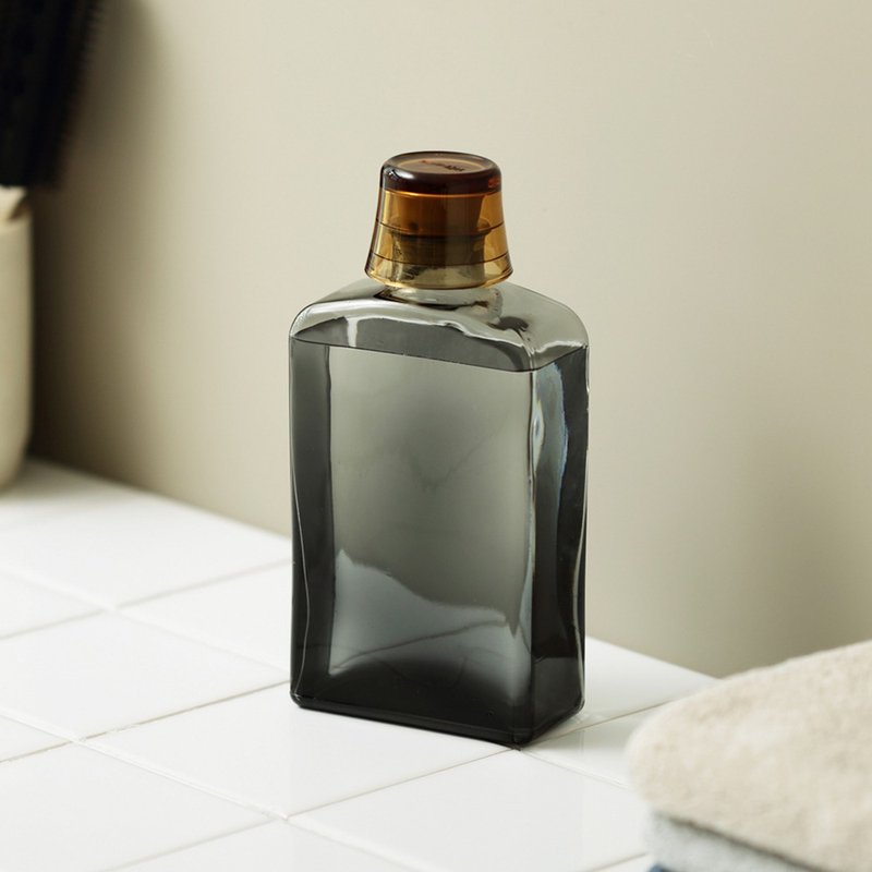 日本ideaco 复古风漱口水用玻璃空瓶(附漱口杯)-400ml - 其他 - 玻璃 透明
