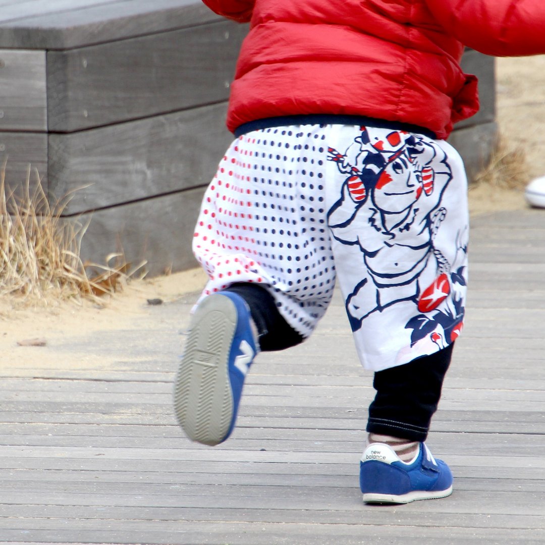 Tenugui pants Hakata festival pattern - 童装裤 - 棉 白色