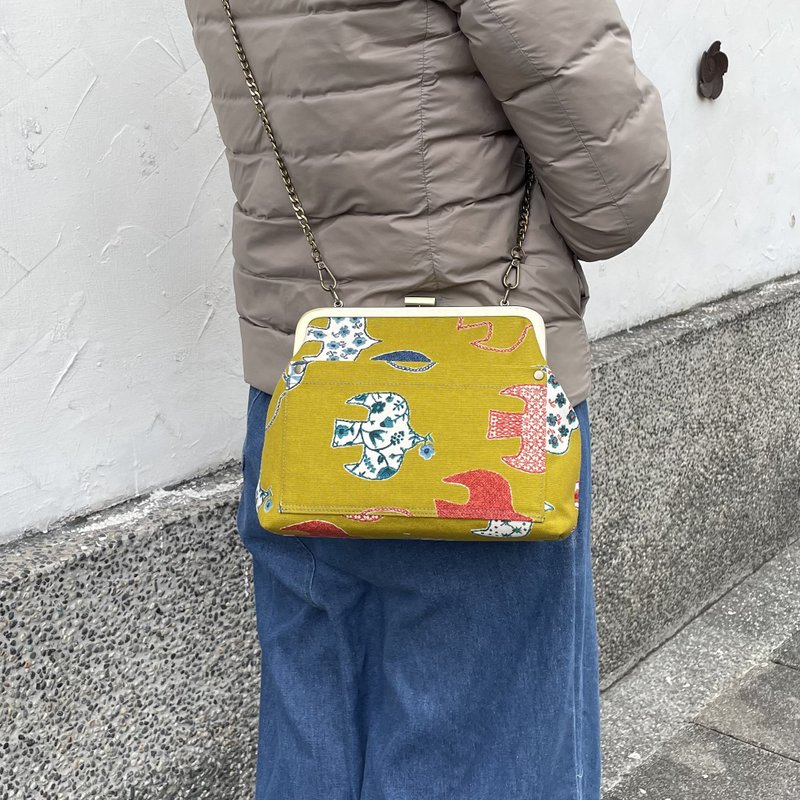 姜黄与鸟 口金包/ 斜背包/ 侧背包/ 随身包 - 侧背包/斜挎包 - 棉．麻 橘色
