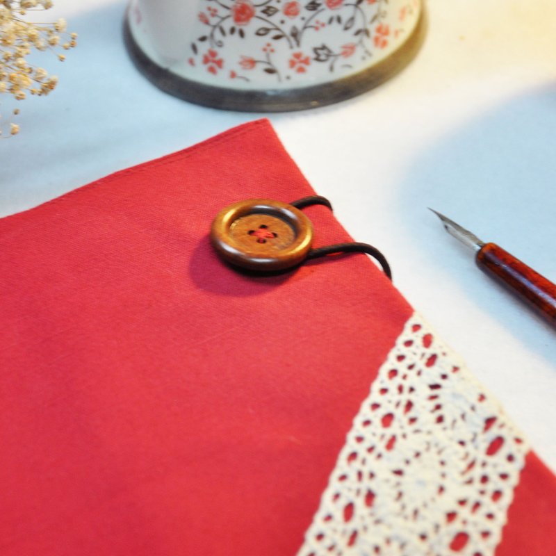 手作书衣笔记本【逆光飞翔】喜气红帆布款(大本=A5) - 笔记本/手帐 - 棉．麻 红色