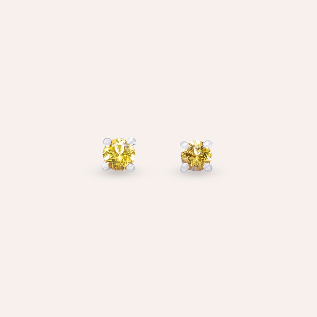 安珠 黄刚 黄色 圆形 3mm 耳环 经典系列 Round E 宝石银饰 AND - 耳环/耳夹 - 银 黄色