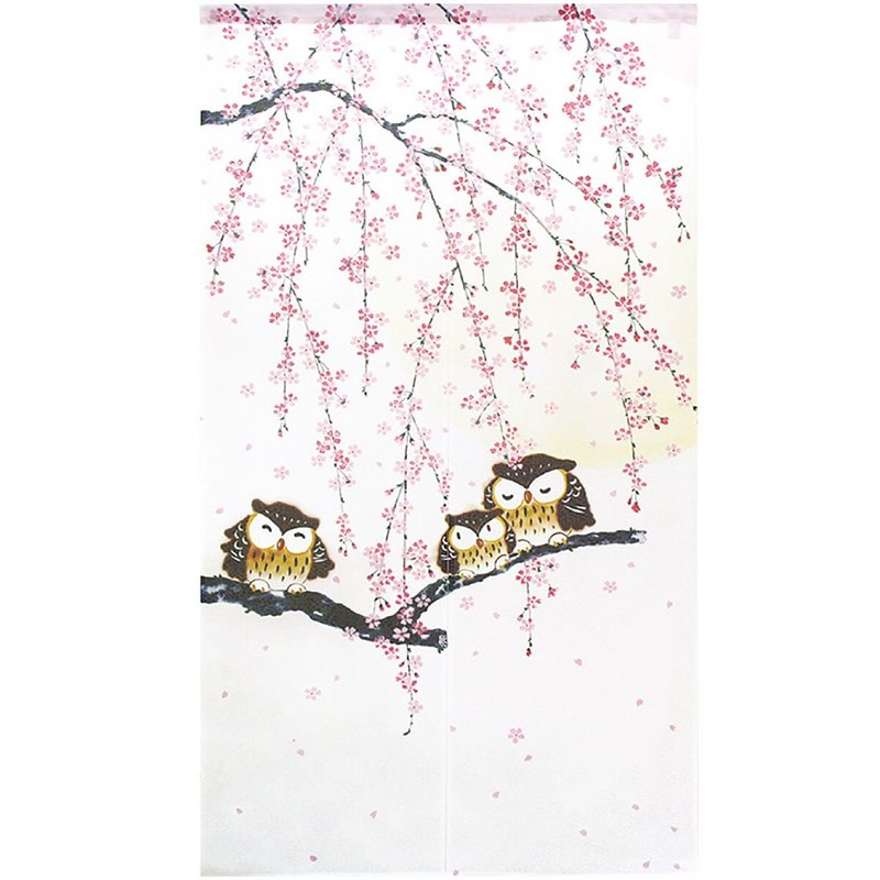 日本制 コスモ 长门帘 春樱猫头鹰 - 门帘/门牌 - 其他人造纤维 