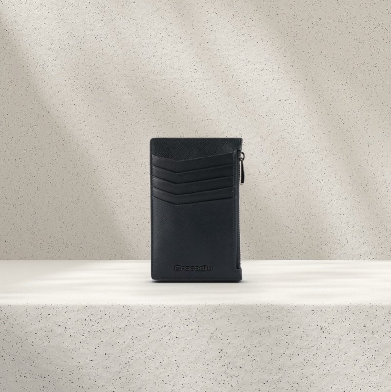 【男生礼物/24H快速出货】卡片夹/零钱包 男女适用 5卡 RFID - 名片夹/名片盒 - 真皮 黑色