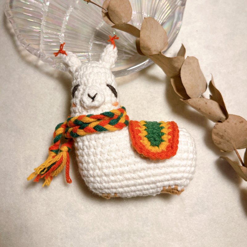 羊驼小信差・卡布 Kaboo 创意玩偶/吊饰钥匙圈/办公疗愈小物 - 吊饰 - 棉．麻 白色