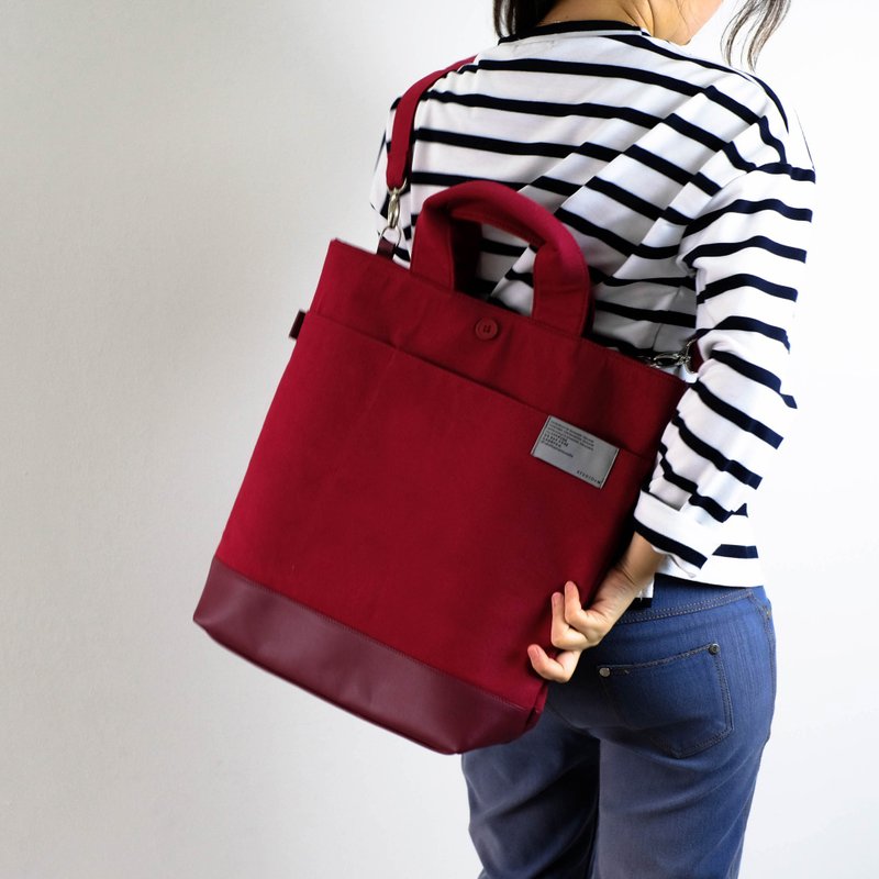 SAN-JON TOTEBAG #Red - 后背包/双肩包 - 人造皮革 红色