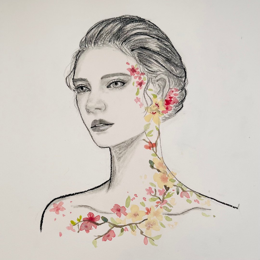 在线课程 / 花纹身的女人 / 人像素描水彩 - 线上课程/教学影片 - 其他材质 