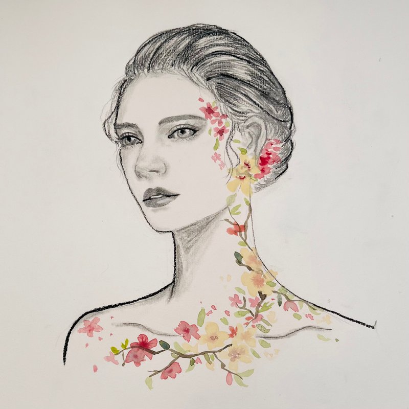 在线课程 / 花纹身的女人 / 人像素描水彩 - 线上课程/教学影片 - 其他材质 