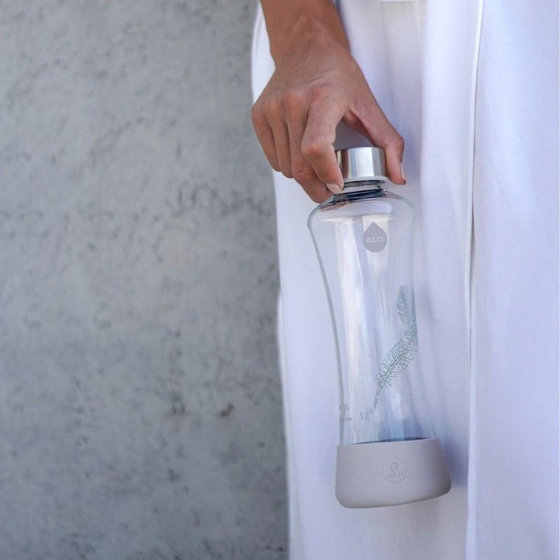 耐热曲线玻璃瓶550ml- 羽毛 - 水瓶/水壶 - 玻璃 