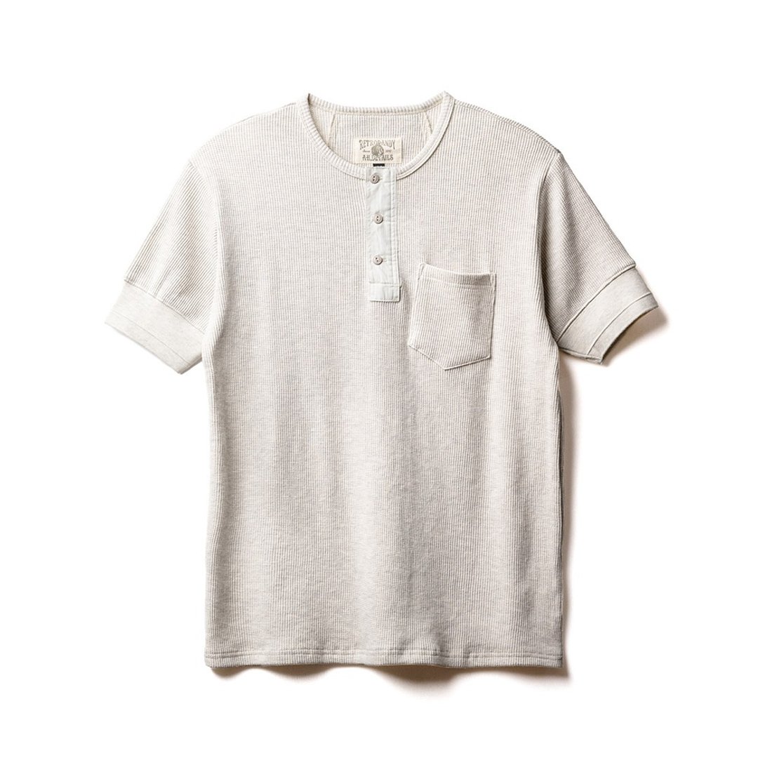 Waffle Henley(S) - 米色 Beige - 男装上衣/T 恤 - 棉 