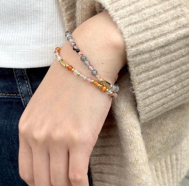Sosii | 开运 避邪 疗愈 | C20细款-橙 | 天然水晶手链 - 手链/手环 - 水晶 橘色