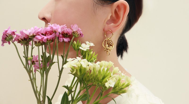 圆氐  北欧女神  芙蕾雅Freya   925银针耳环 - 耳环/耳夹 - 铜/黄铜 金色