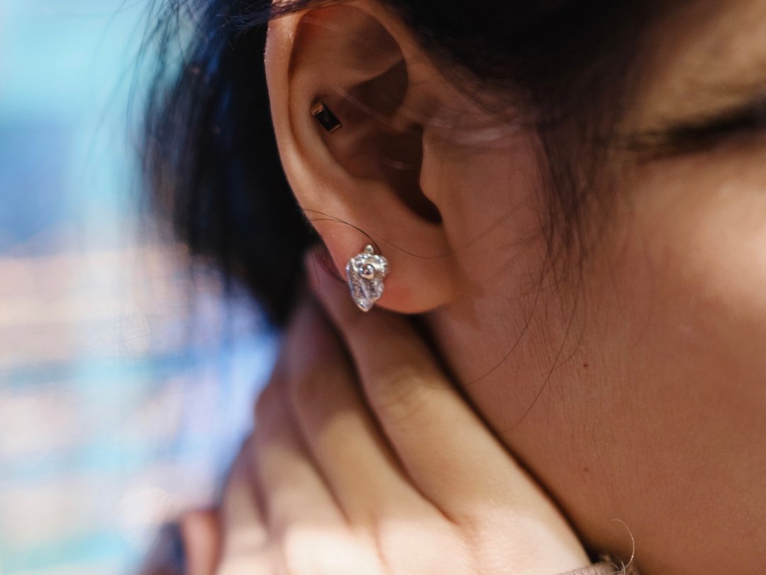 矿石耳环 earrings - 耳环/耳夹 - 纯银 银色