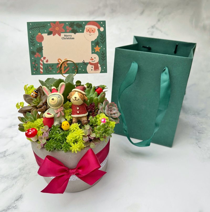 【急单可/免费定制卡片】疗愈多肉盆栽 /安全防护运送/手作水泥盆 - 植栽/盆栽 - 植物．花 绿色