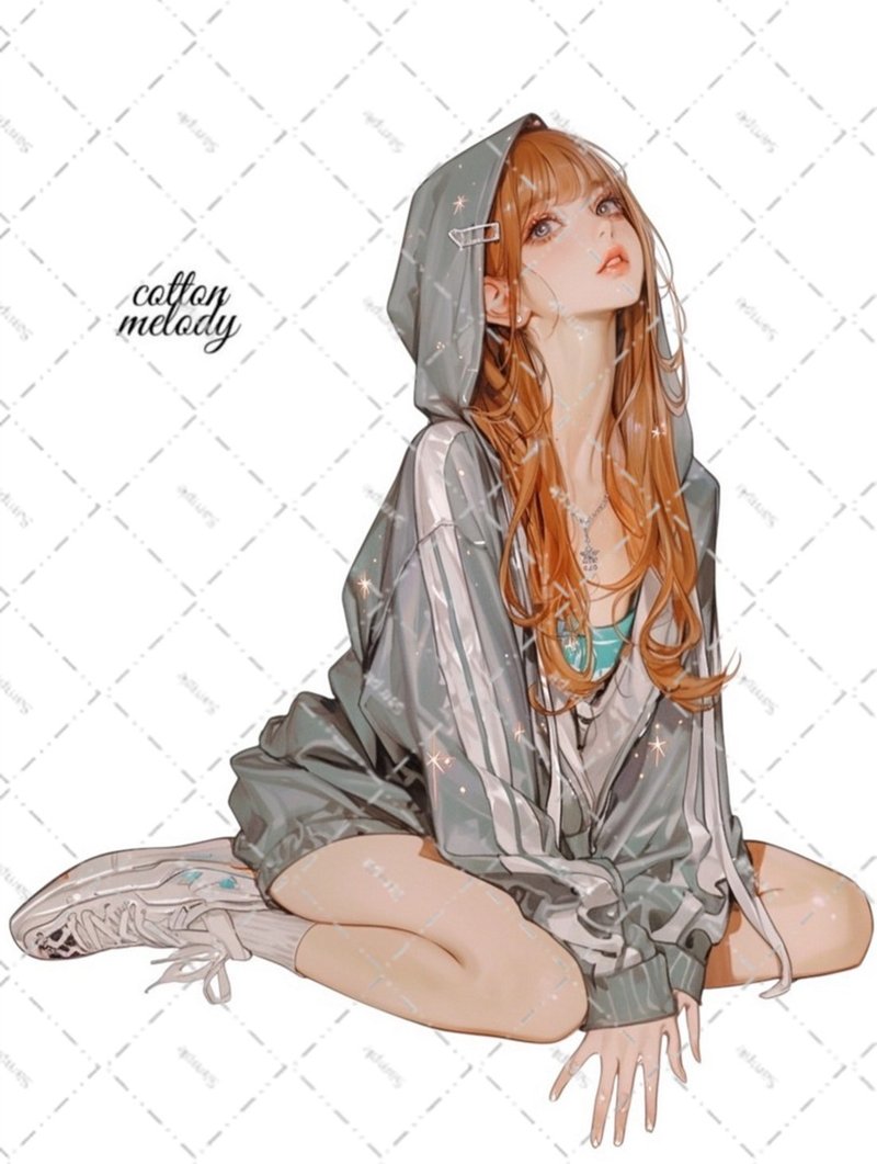 original sticker no.6229 人物贴纸 原创贴纸 人物贴纸 女孩贴纸 原创人物贴纸 - 贴纸 - 纸 