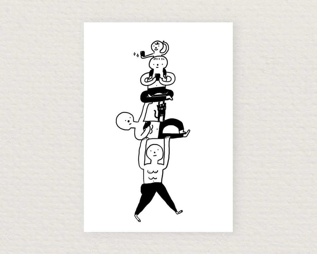 Postcard "A boy on social" - 卡片/明信片 - 纸 白色