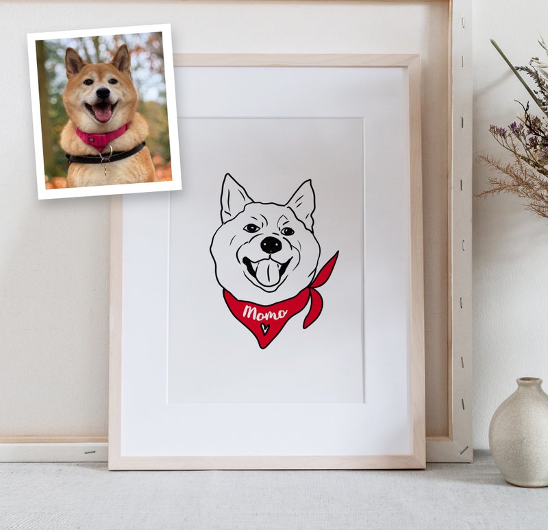 Custom dog portrait (DIGITAL FILE)  Funny handdrawn pet portrait / Shiba Inu - 订制画像 - 其他材质 白色
