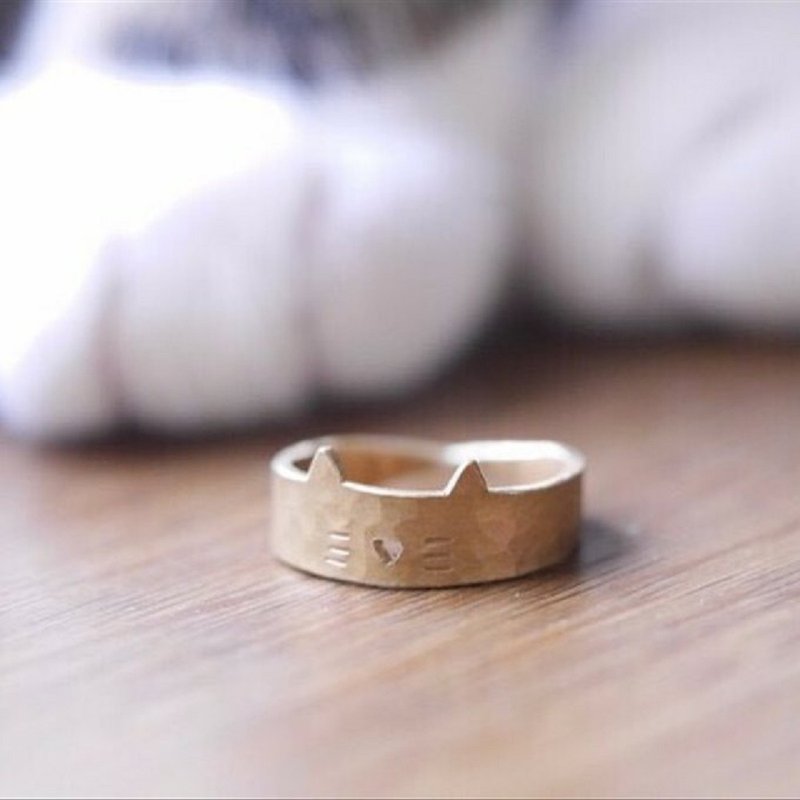 BRASS 迷你猫咪 戒指 订制款 - 戒指 - 铜/黄铜 金色