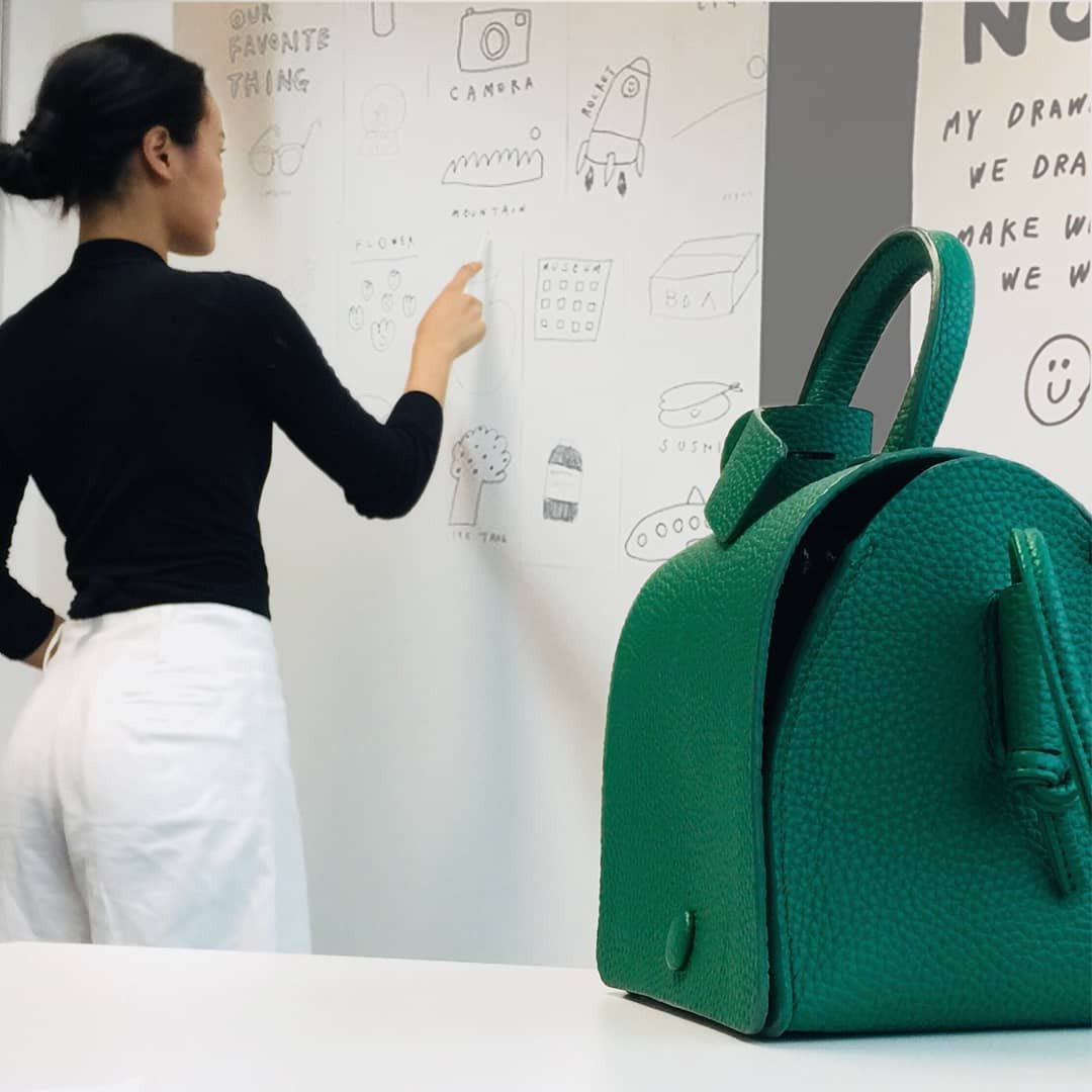 Semi triangle Cross body Small Tote / Shoulder Bag Green Mini Bag - 手提包/手提袋 - 人造皮革 绿色