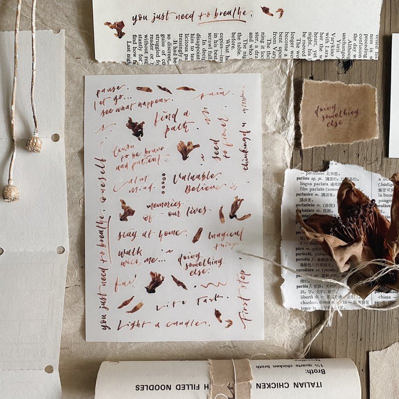 转印贴纸 - 木棉 - 贴纸 - 塑料 咖啡色