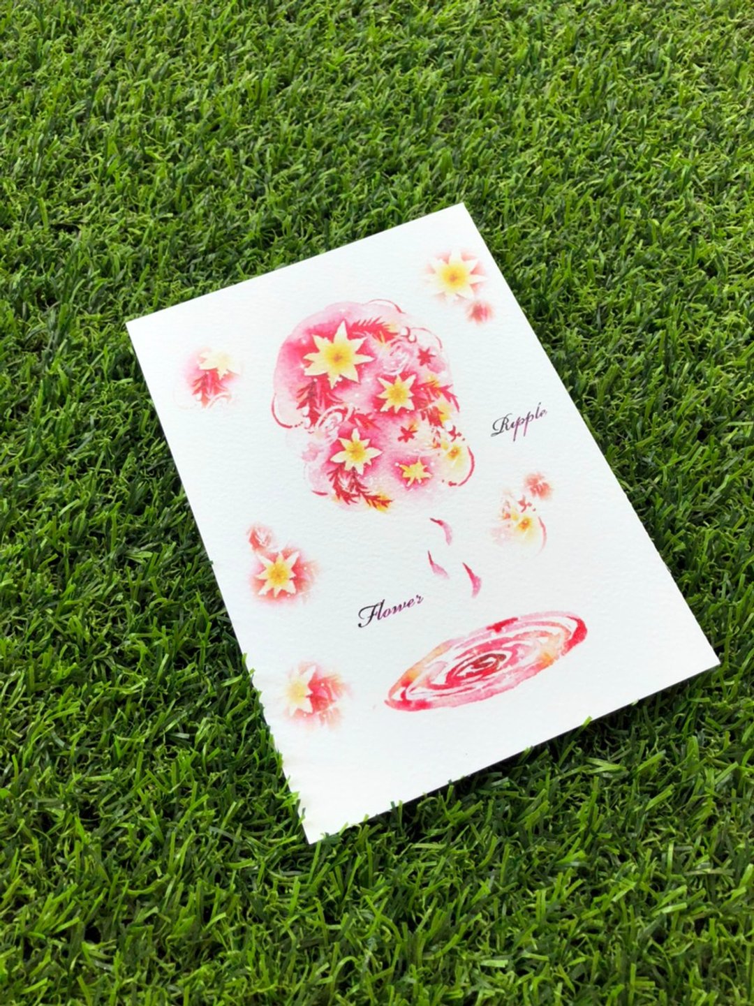 单面明信片　花团锦簇红金 - 卡片/明信片 - 纸 红色