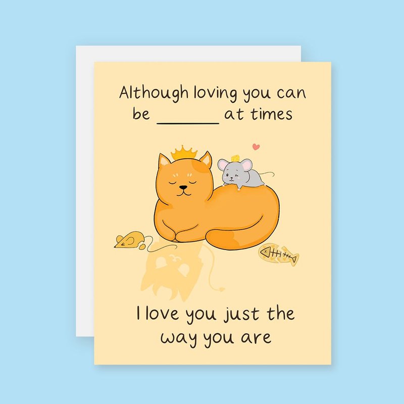 Love You Cat Card, Cute Cat Card, Funny Cat Card, Customizable Love Card - 卡片/明信片 - 纸 