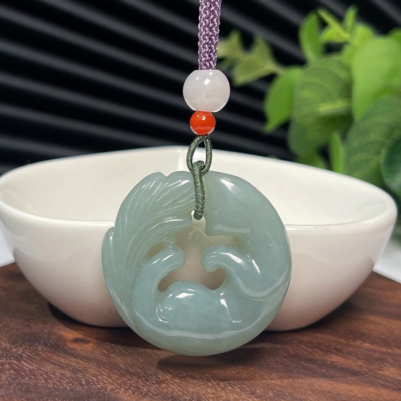 极品和田玉且末蓝睡狐吊坠项链 双面雕刻萌狐玉坠 油润细腻灵动 - 项链 - 玉石 