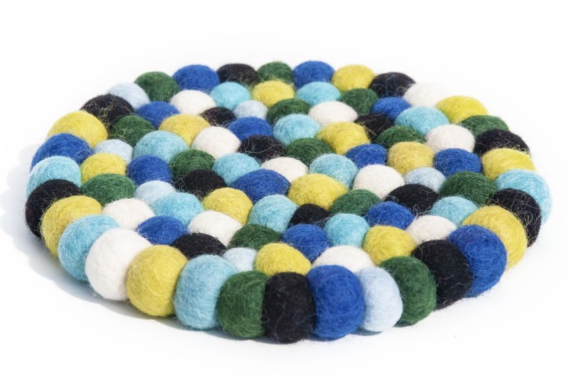 露营道具 野餐垫 羊毛毡 彩虹 隔热垫 羊毛毡锅垫-蓝莓绿茶抹茶色 - 餐垫/桌巾 - 羊毛 多色