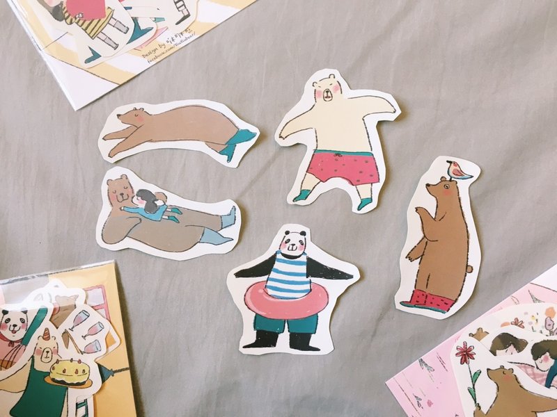 咻咻熊/西瓜夏天-2017年好手感雾面贴纸包5入 - 贴纸 - 纸 