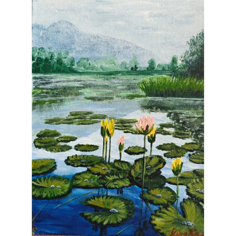 睡莲风景原创艺术湖面雾手绘由 RinaArtSK 绘制 - 墙贴/壁贴 - 其他材质 多色