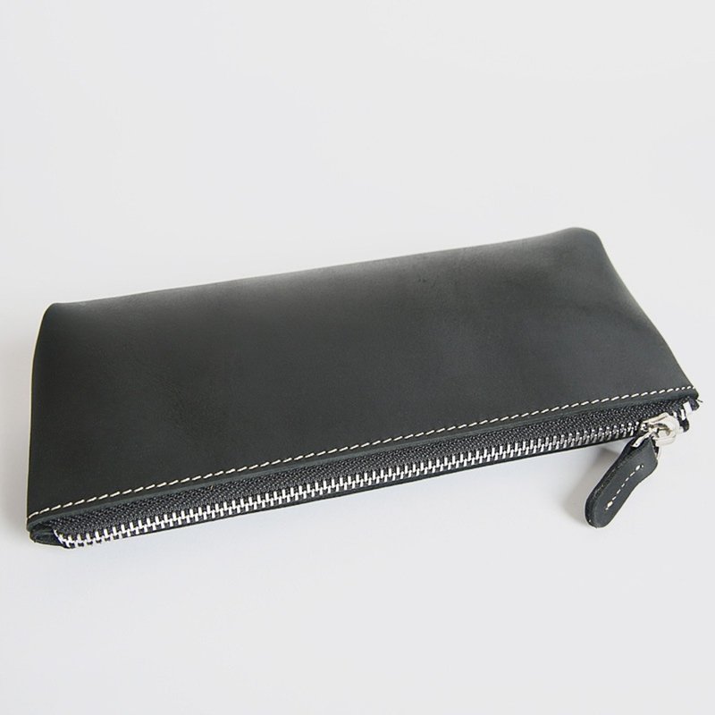 *真皮拉链笔袋 皮革笔袋 大容量 复古 • 皮革系列* - 皮夹/钱包 - 真皮 咖啡色