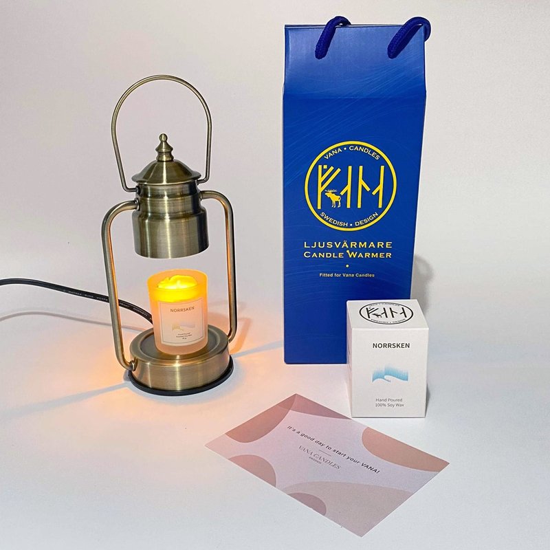 【五倍券优惠】Vana Candles 复古香氛蜡烛暖灯组+温暖小卡 - 蜡烛/烛台 - 蜡 金色