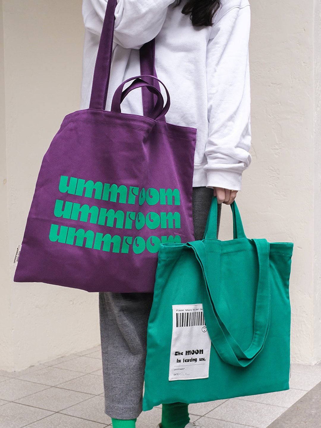 EMO TOTEBAG 情緒表達 超大容量 側背包 可斜挎 逛街包 香芋紫 - 侧背包/斜挎包 - 棉．麻 