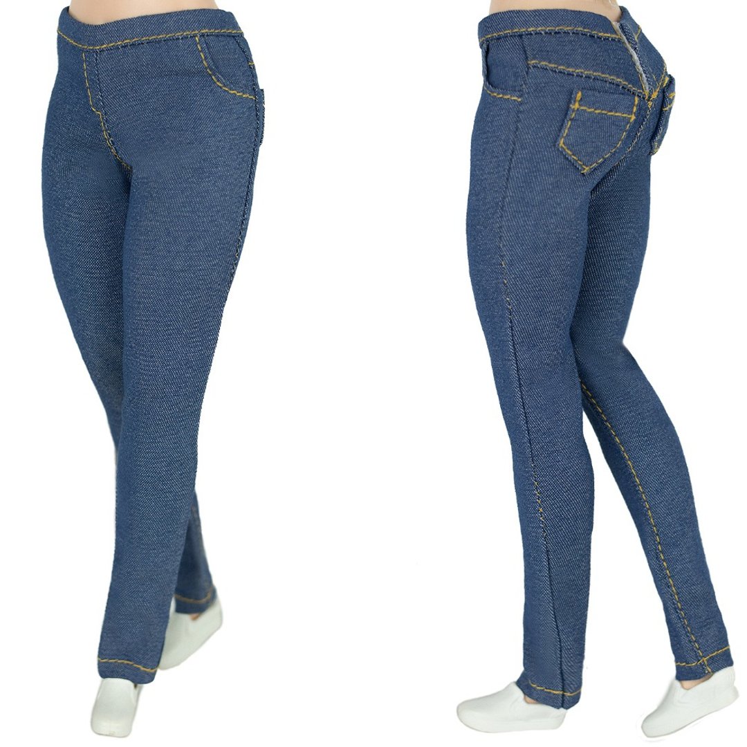 ELENPRIV Dark denim jeans pants Barbie Curvy doll 30cm 11 1/2 in. dolls clothes - 玩具/玩偶 - 聚酯纤维 蓝色