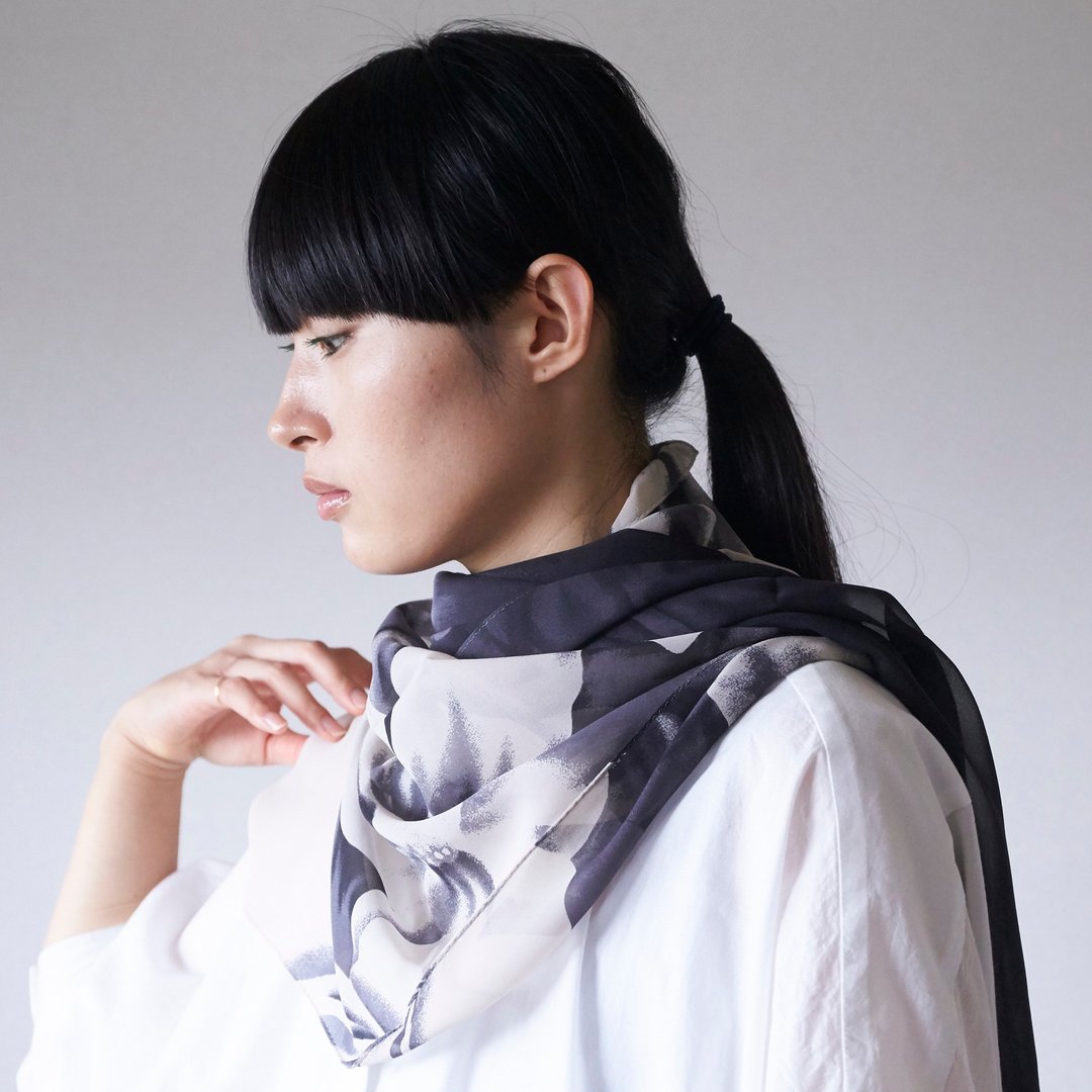 Silk 100% stole No.18 SAKIRA-Kyoto - 围巾/披肩 - 丝．绢 灰色