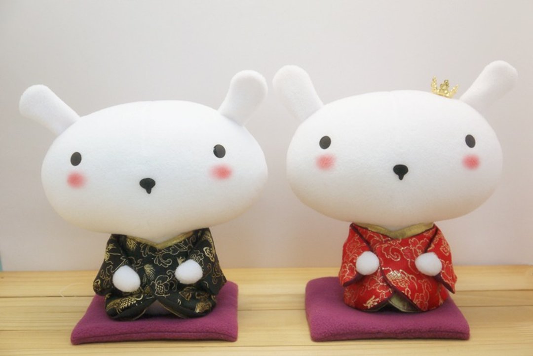Bucute婚礼兔和服版~日式版/婚礼小物/独家发售/手工制作/ - 玩偶/公仔 - 聚酯纤维 白色