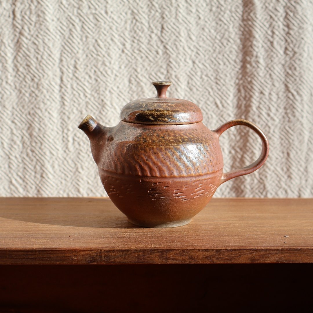 时光之轮 柴烧陶手工茶壶 - 茶具/茶杯 - 陶 咖啡色
