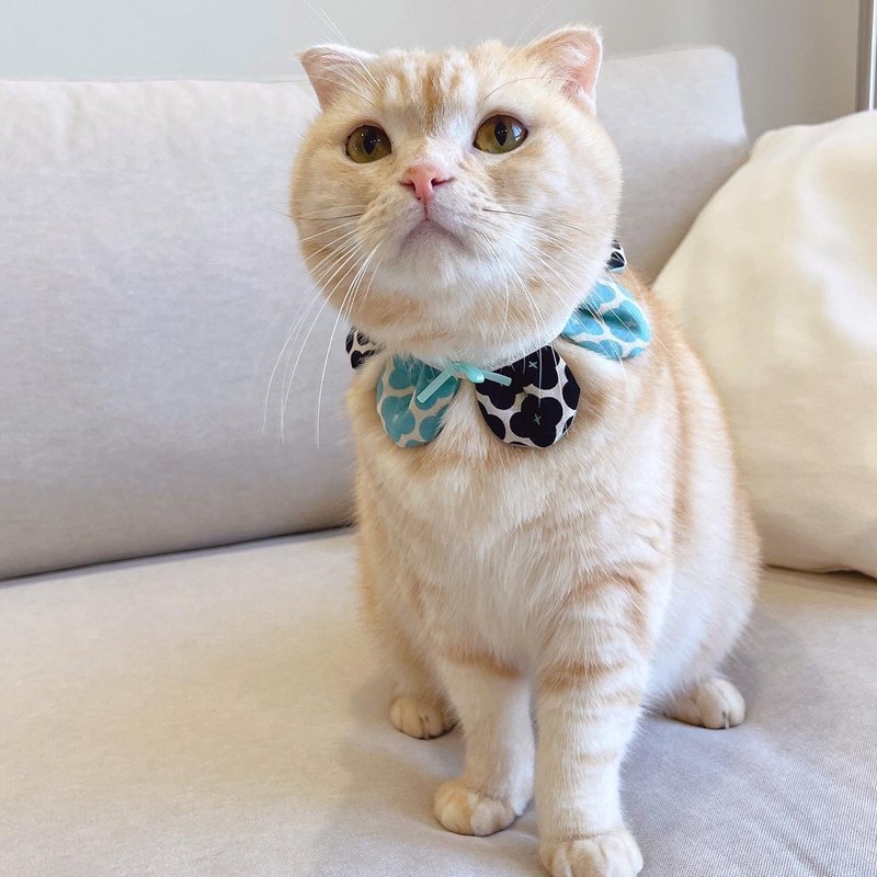 【恰氏手作】花窗间色mini花瓣宠物领巾宠物服饰猫咪狗狗宠物项圈 - 项圈/牵绳 - 棉．麻 