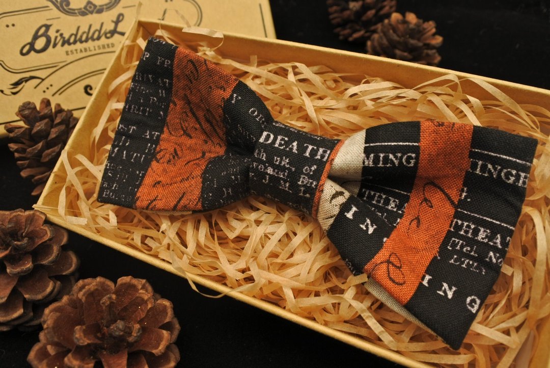 原創手工領結 萬聖節 Halloween walking dead最愛復古南瓜色 - 领结/领巾 - 棉 橘色