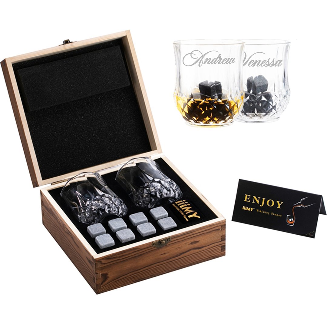文字雕刻|iiimy天然冰酒石套装欧式复古 定制化礼物 送礼礼物 - 酒杯/酒器 - 玻璃 