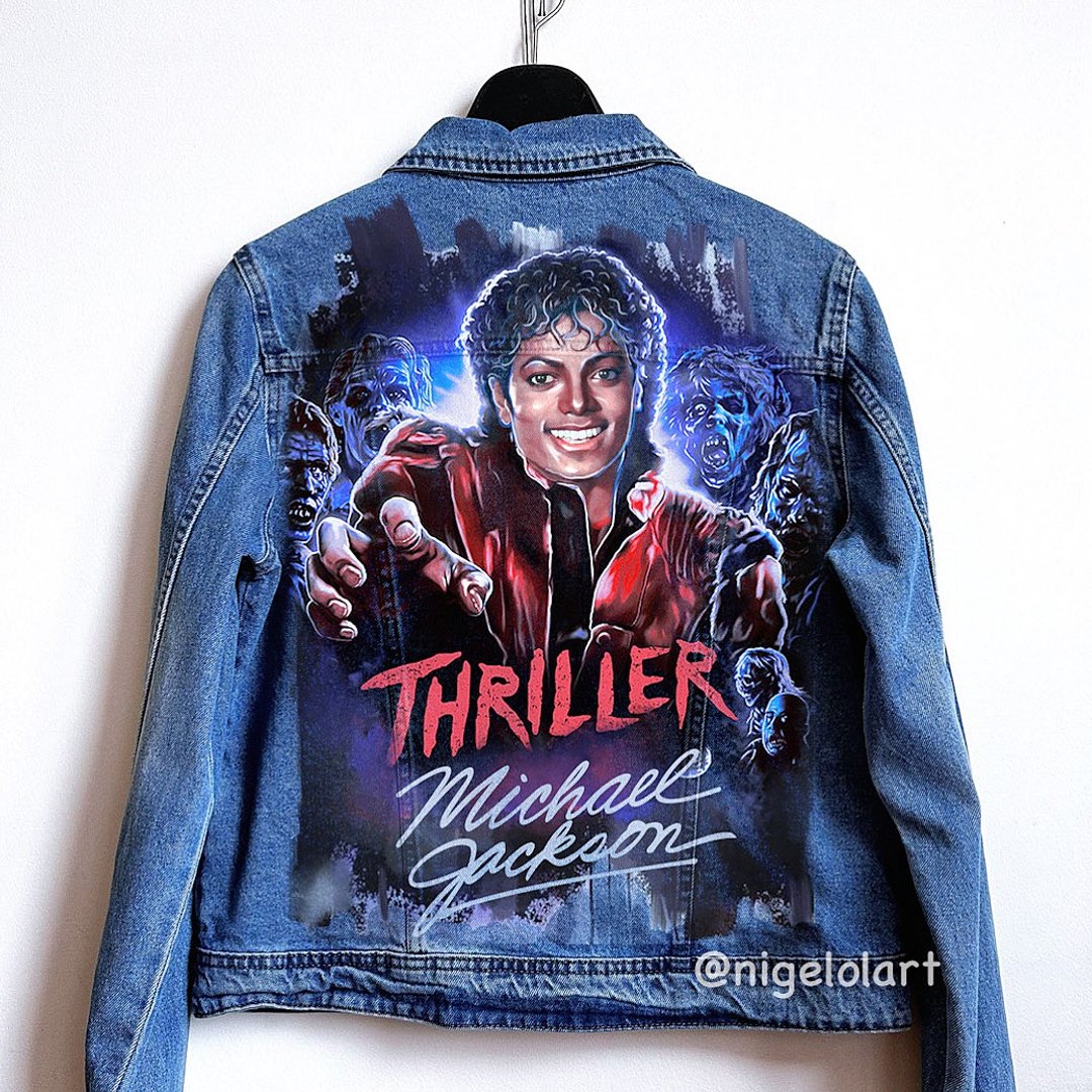 麦可杰克森《Thriller》，手工订制外套，蓝色牛仔外套 - 女装休闲/机能外套 - 棉 蓝色