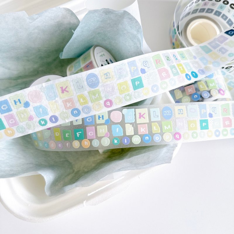 文字收集-PET和紙膠帶英文字母DIY手帳日誌手繪裝飾素 - 纸胶带 - 纸 多色