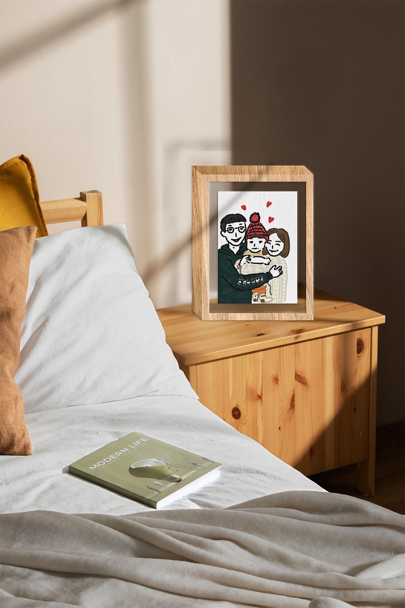 【母亲节礼物】& 母亲似颜绘裱框画 | 精致礼盒 - 纸盒/包装盒 - 木头 