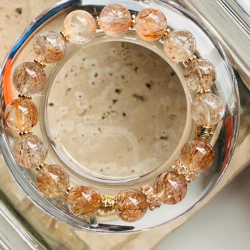 ITS-B628【设计款・一图一物・靓美丽黑金超七】天然水晶手链手环 - 手链/手环 - 宝石 金色