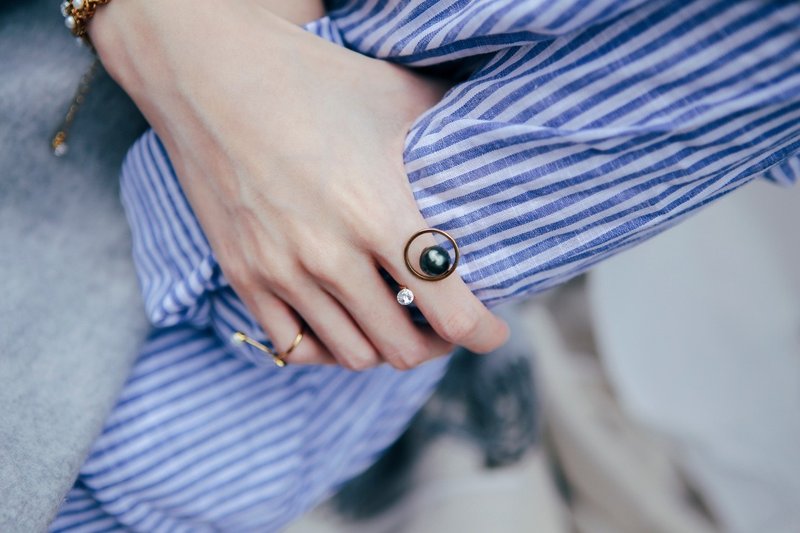 COR-DATE-土星戒指-墨绿色 - 戒指 - 其他金属 金色