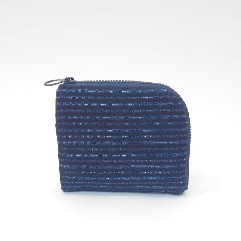 手织古布 L 型短夹 01 含零钱袋 卡夹 - 皮夹/钱包 - 棉．麻 蓝色