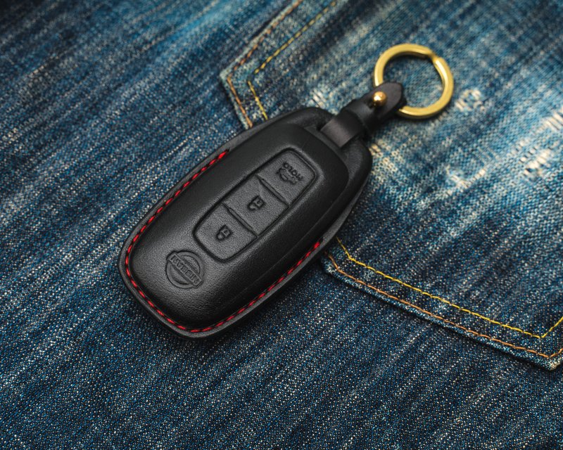 裕隆日产 NISSAN Tiida Sentra Kicks Xtrail汽车钥匙 - 钥匙链/钥匙包 - 真皮 黑色