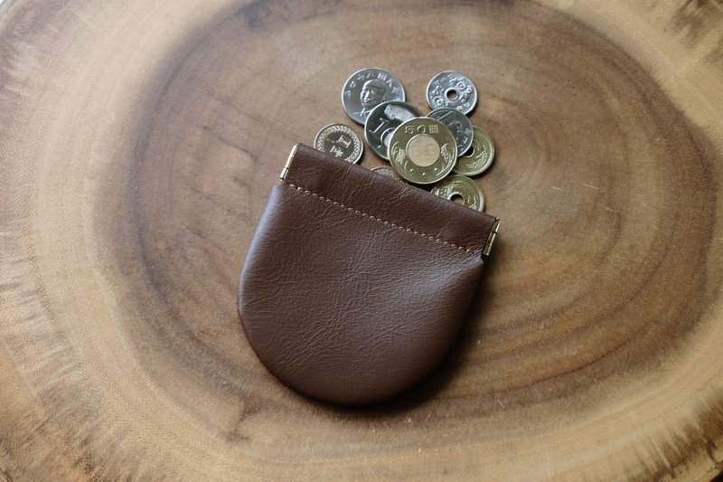 Arch leather coin purse - Dark Brown - 零钱包 - 真皮 咖啡色
