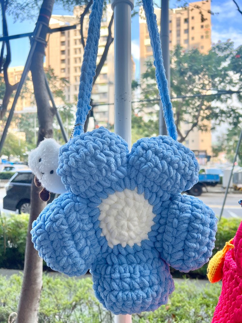 RM手作坊 手工编织花朵包包 - 侧背包/斜挎包 - 其他人造纤维 蓝色