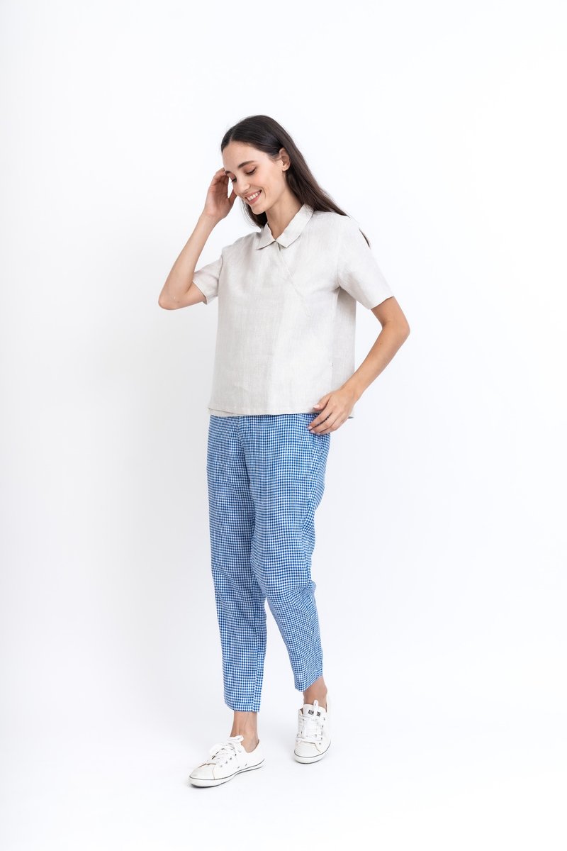 Chelsea Collar Short Sleeves Linen : Mary Blouse - 女装上衣 - 棉．麻 多色